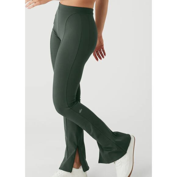 Alo Yoga High Waist Zip It Flare Legging Pant Dark Cactus Green Small 4 / 6 - Picture 4 of 11